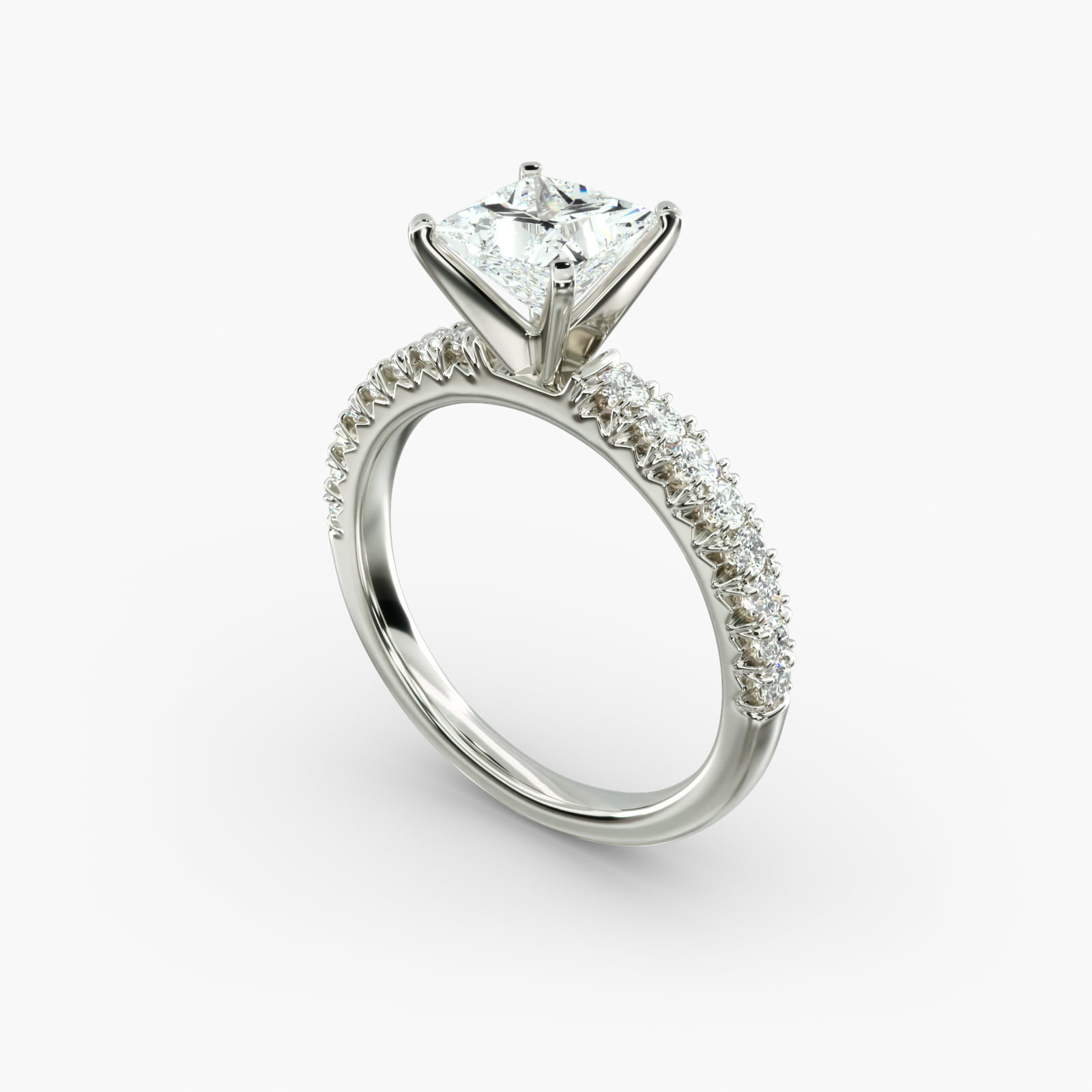 Anel de noivado Lumiere Elodie French Pavé Princess Diamond em ouro branco 18K