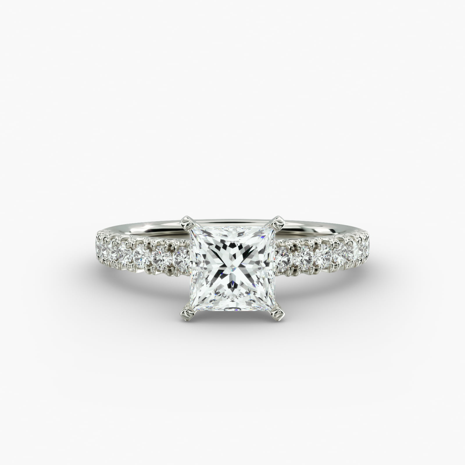 Anel de noivado Lumiere Elodie French Pavé Princess Diamond em ouro branco 18K
