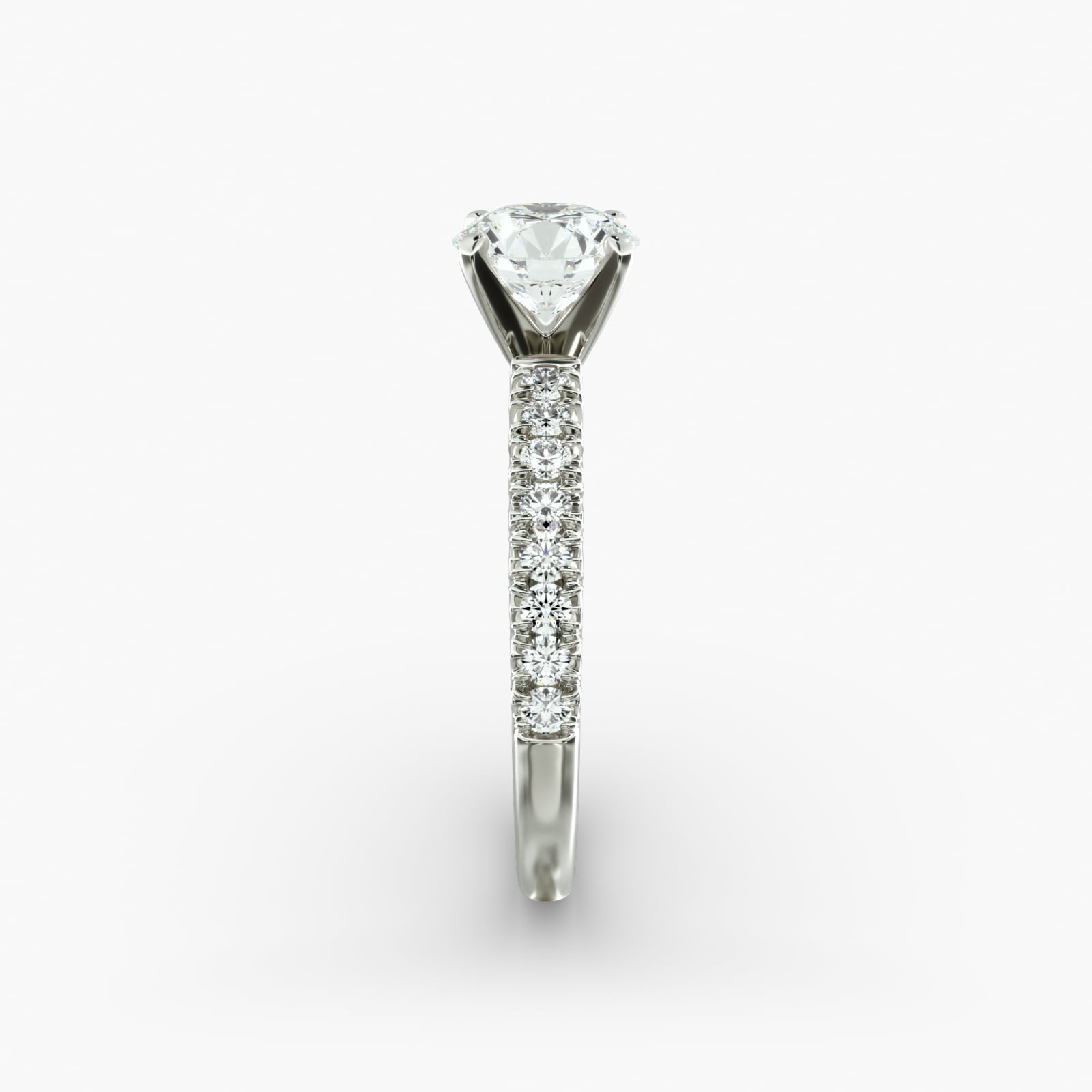 Bague de fiançailles Lumière Elodie en pavé de diamants ronds, en or blanc 18 carats