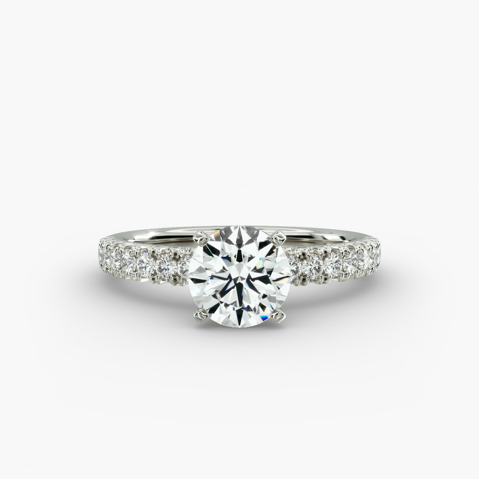 Bague de fiançailles Lumière Elodie en pavé de diamants ronds, en or blanc 18 carats