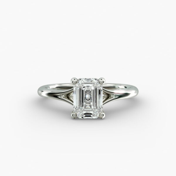 Lumiere Estelle Emerald Diamond Engagement Ring in 18K White Gold