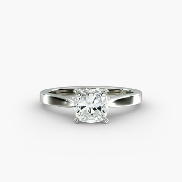 Anel de noivado de diamante almofadado Lumiere Harmony Twist em ouro branco de 18K