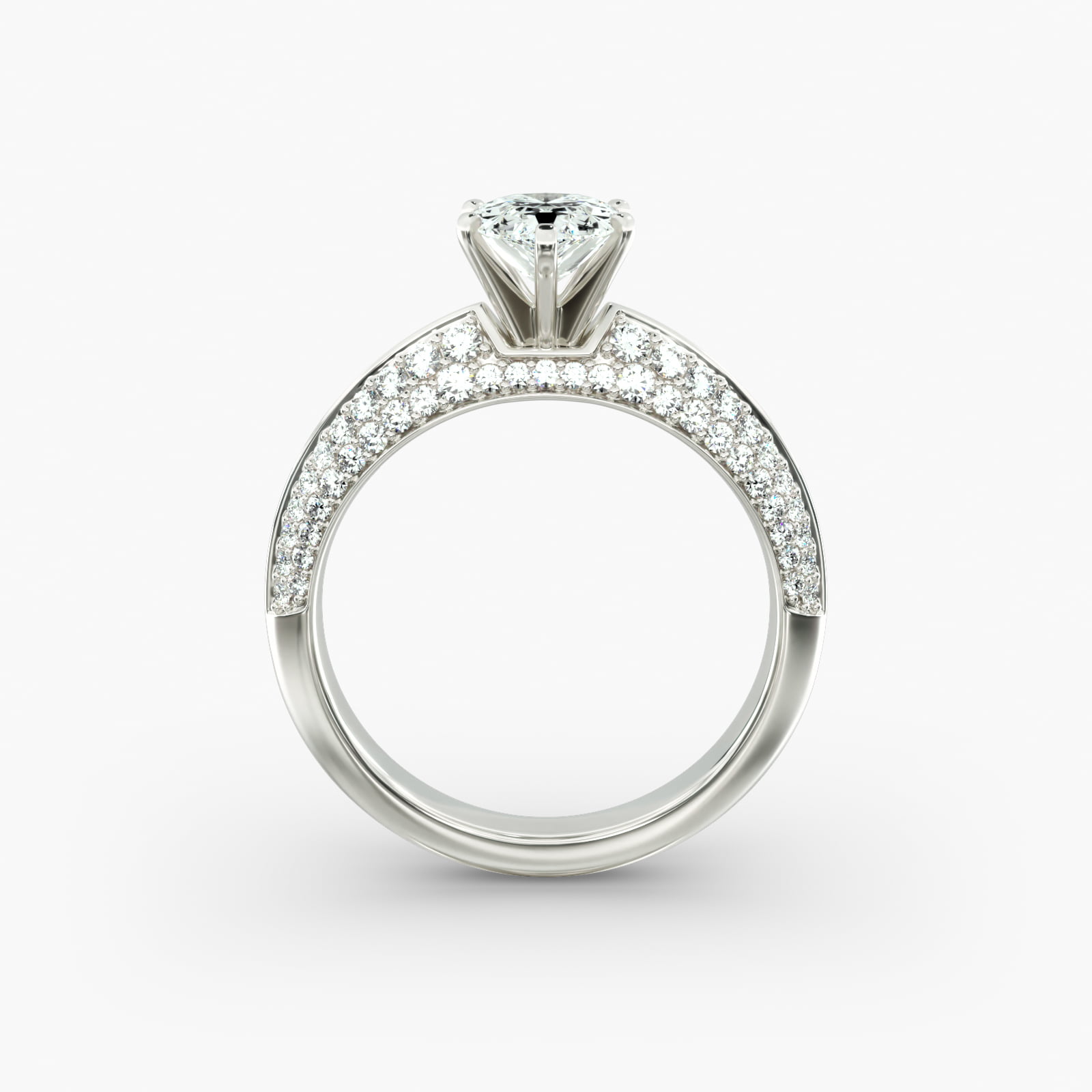 Bague de fiançailles Lumière Linea en pavé de diamants taille poire, en or blanc 18 carats