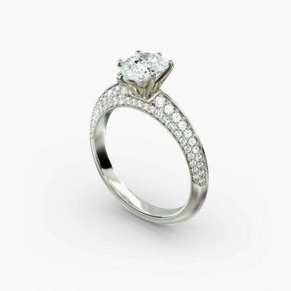 Lumiere Linea Pear Cut Pavé Engagement Ring in 18K White Gold