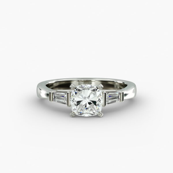 Lumiere Noa Cushion Diamond Ring in 18K White Gold
